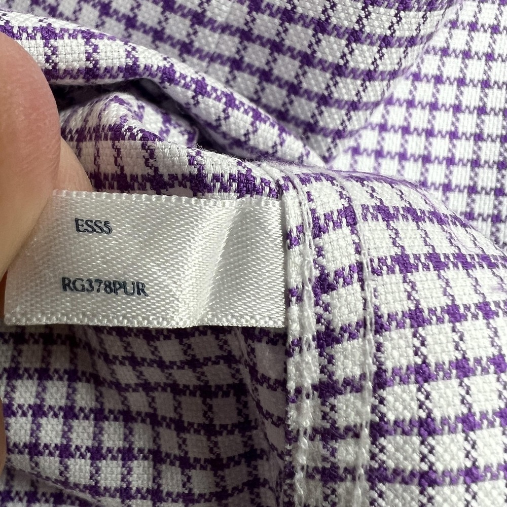 Charles Tyrwhitt Shirt Mens 15.5 34/35 Purple Check Extra‎ Slim Non Iron French - Picture 5 of 15